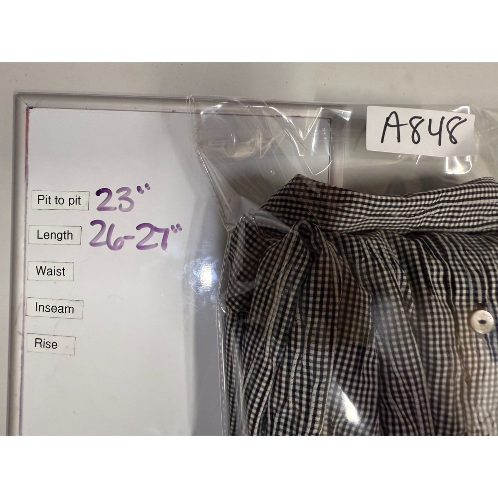 Foxcroft Women Sz 12 Long Sleeve Shirt Fitted Button Up Cotton Black White Check - Picture 6 of 7